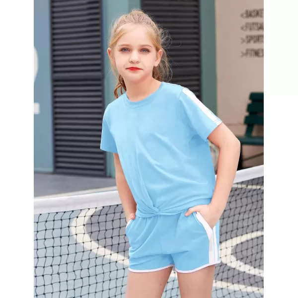 Arshiner Girls Clothing Sets Twist Front Top and Shorts 2 Piece Outfits Activewear Tracksuit 3-14 Year