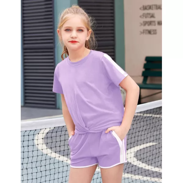 Arshiner Girls Clothing Sets Twist Front Top and Shorts 2 Piece Outfits Activewear Tracksuit 3-14 Year