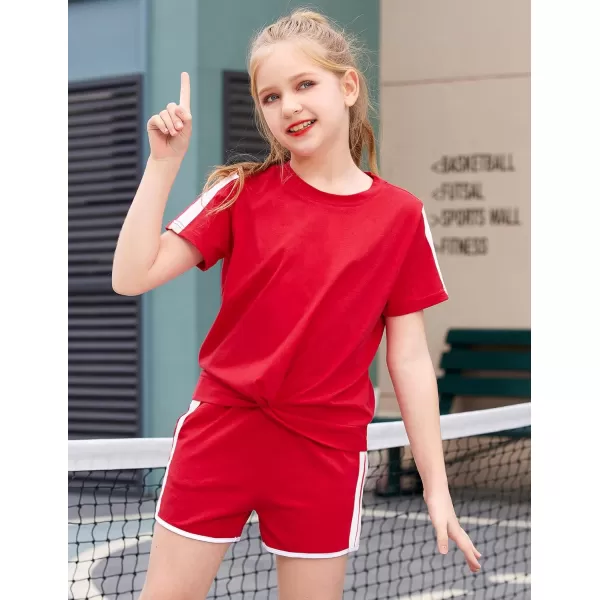 Arshiner Girls Clothing Sets Twist Front Top and Shorts 2 Piece Outfits Activewear Tracksuit 3-14 Year