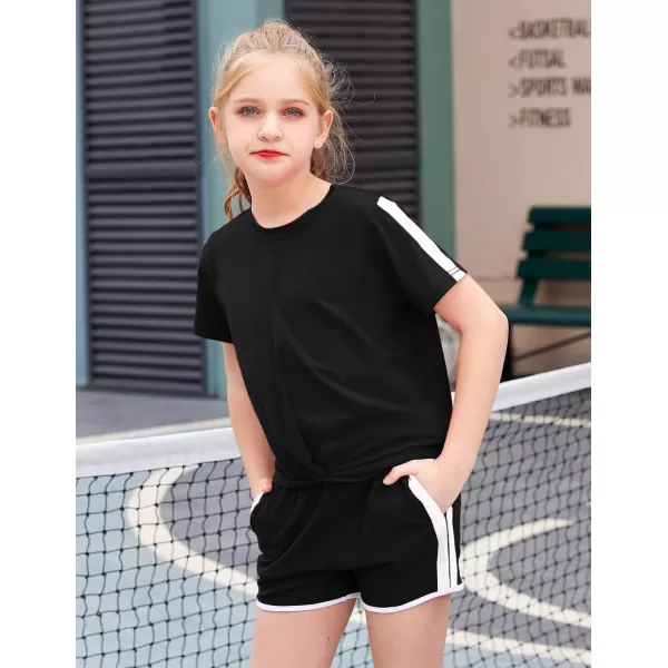 Arshiner Girls Clothing Sets Twist Front Top and Shorts 2 Piece Outfits Activewear Tracksuit 3-14 Year
