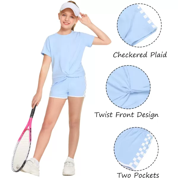 Arshiner Girls Clothing Sets Twist Front Top and Shorts 2 Piece Outfits Activewear Tracksuit 3-14 Year