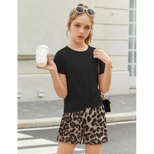 Arshiner Girls Clothing Sets Twist Front Top and Shorts 2 Piece Outfits Activewear Tracksuit 3-14 Year