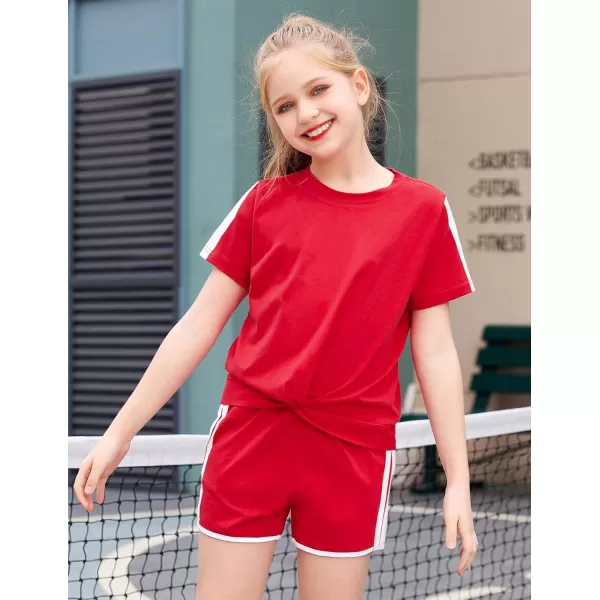 Arshiner Girls Clothing Sets Twist Front Top and Shorts 2 Piece Outfits Activewear Tracksuit 3-14 Year