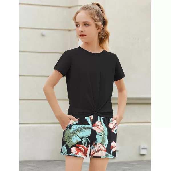 Arshiner Girls Clothing Sets Twist Front Top and Shorts 2 Piece Outfits Activewear Tracksuit 3-14 Year