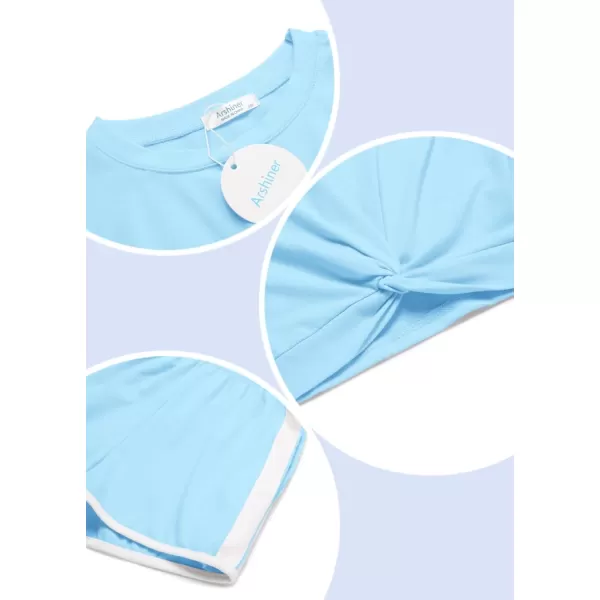 Arshiner Girls Clothing Sets Twist Front Top and Shorts 2 Piece Outfits Activewear Tracksuit 3-14 Year
