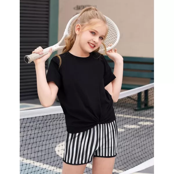 Arshiner Girls Clothing Sets Twist Front Top and Shorts 2 Piece Outfits Activewear Tracksuit 3-14 Year