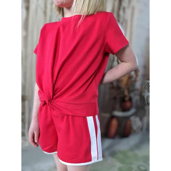 Arshiner Girls Clothing Sets Twist Front Top and Shorts 2 Piece Outfits Activewear Tracksuit 3-14 Year