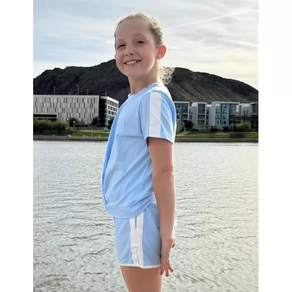 Arshiner Girls Clothing Sets Twist Front Top and Shorts 2 Piece Outfits Activewear Tracksuit 3-14 Year