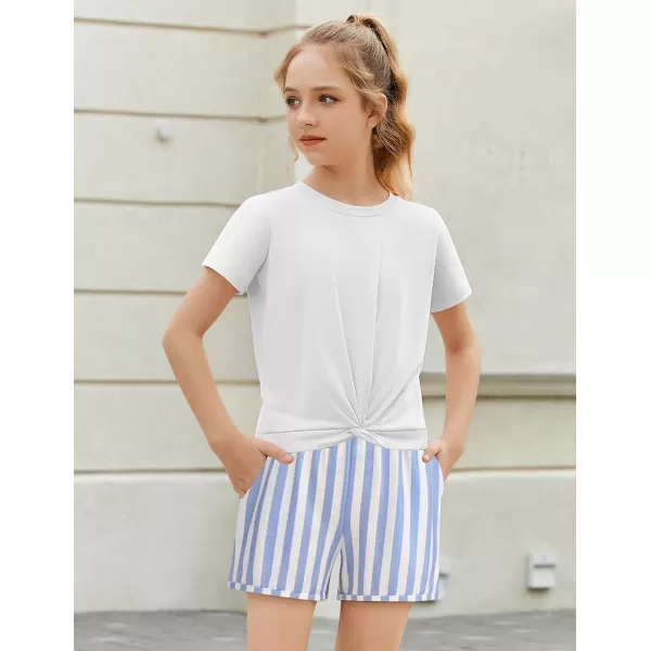 Arshiner Girls Clothing Sets Twist Front Top and Shorts 2 Piece Outfits Activewear Tracksuit 3-14 Year
