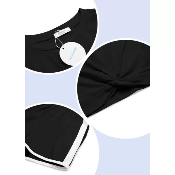 Arshiner Girls Clothing Sets Twist Front Top and Shorts 2 Piece Outfits Activewear Tracksuit 3-14 Year