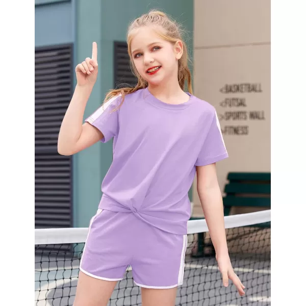 Arshiner Girls Clothing Sets Twist Front Top and Shorts 2 Piece Outfits Activewear Tracksuit 3-14 Year