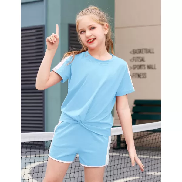 Arshiner Girls Clothing Sets Twist Front Top and Shorts 2 Piece Outfits Activewear Tracksuit 3-14 Year