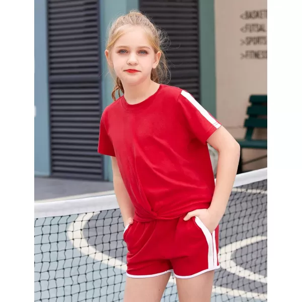 Arshiner Girls Clothing Sets Twist Front Top and Shorts 2 Piece Outfits Activewear Tracksuit 3-14 Year