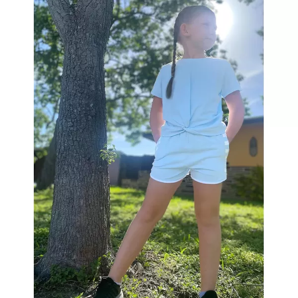 Arshiner Girls Clothing Sets Twist Front Top and Shorts 2 Piece Outfits Activewear Tracksuit 3-14 Year
