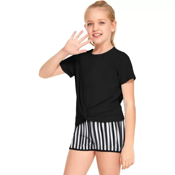 Arshiner Girls Clothing Sets Twist Front Top and Shorts 2 Piece Outfits Activewear Tracksuit 3-14 Year