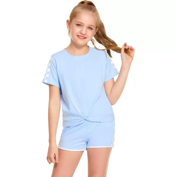 Arshiner Girls Clothing Sets Twist Front Top and Shorts 2 Piece Outfits Activewear Tracksuit 3-14 Year