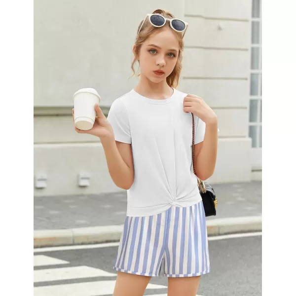 Arshiner Girls Clothing Sets Twist Front Top and Shorts 2 Piece Outfits Activewear Tracksuit 3-14 Year
