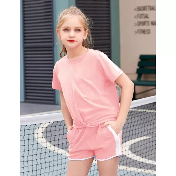 Arshiner Girls Clothing Sets Twist Front Top and Shorts 2 Piece Outfits Activewear Tracksuit 3-14 Year