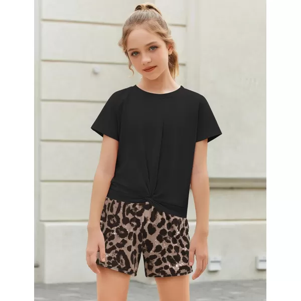 Arshiner Girls Clothing Sets Twist Front Top and Shorts 2 Piece Outfits Activewear Tracksuit 3-14 Year
