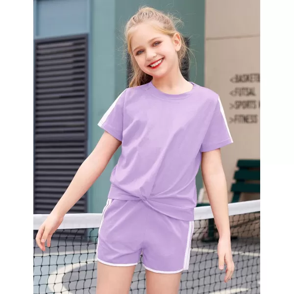 Arshiner Girls Clothing Sets Twist Front Top and Shorts 2 Piece Outfits Activewear Tracksuit 3-14 Year