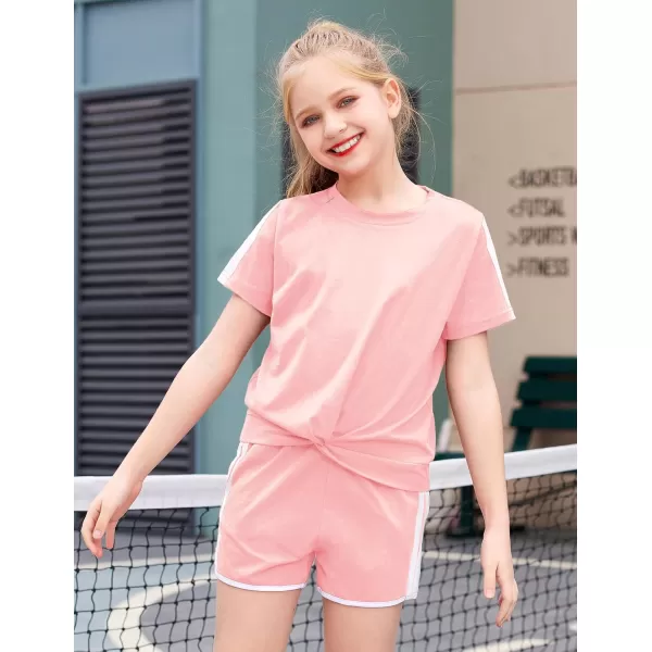 Arshiner Girls Clothing Sets Twist Front Top and Shorts 2 Piece Outfits Activewear Tracksuit 3-14 Year