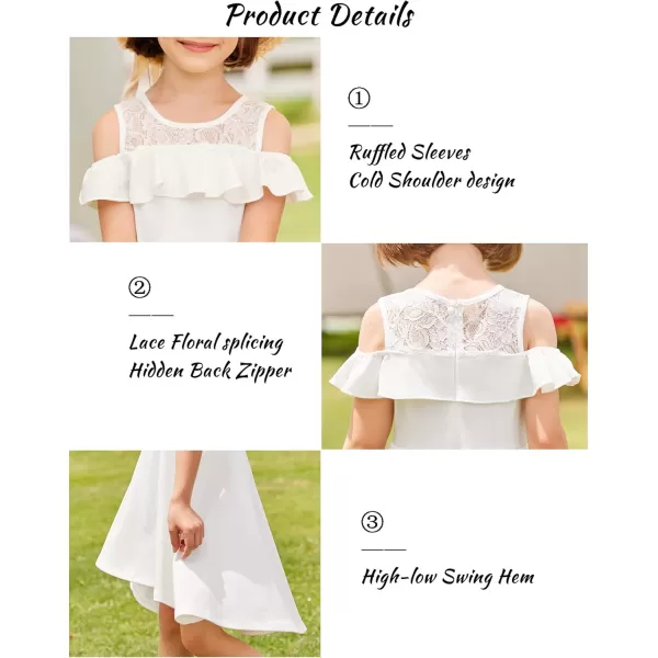 Arshiner Girls Cold Shoulder Ruffle Trim A-lined Lace Party Dress for kids 5-12 Year