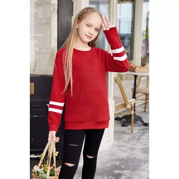 Arshiner Girls Crewneck Sweatshirt Color Block Long Sleeve Knit Sweaters Tunic Tops for 5-13 Years