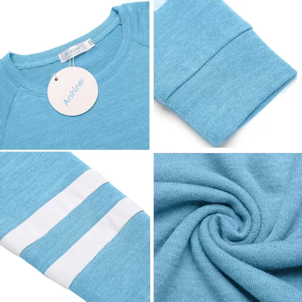 Arshiner Girls Crewneck Sweatshirt Color Block Long Sleeve Knit Sweaters Tunic Tops for 5-13 Years