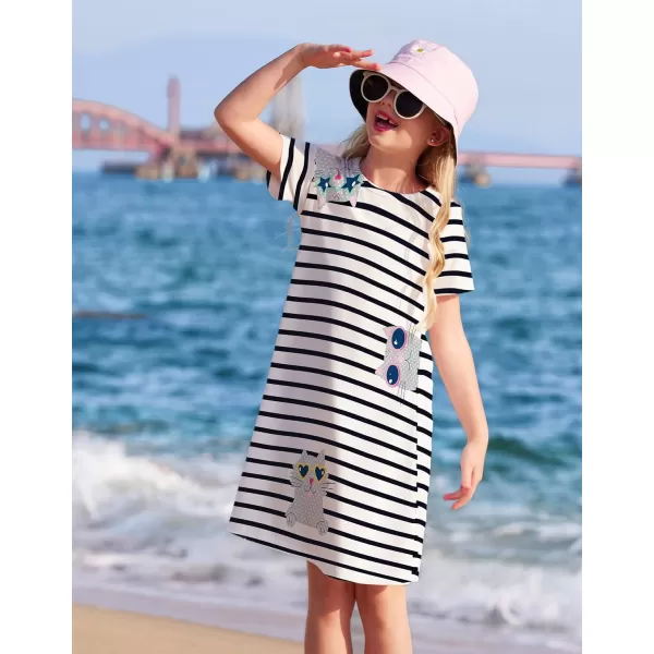 Arshiner Girls Dress Kids Short Sleeve Solid Color Casual T-Shirt Dress