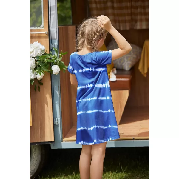 Arshiner Girls Dress Kids Short Sleeve Solid Color Casual T-Shirt Dress