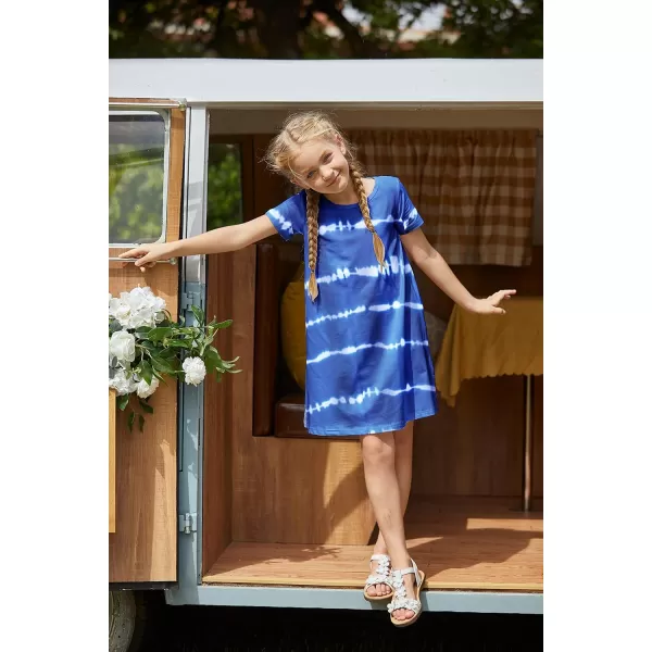 Arshiner Girls Dress Kids Short Sleeve Solid Color Casual T-Shirt Dress