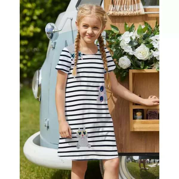 Arshiner Girls Dress Kids Short Sleeve Solid Color Casual T-Shirt Dress