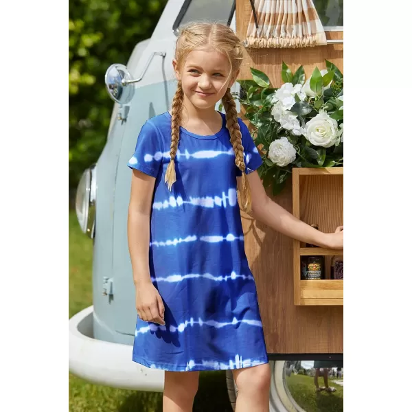 Arshiner Girls Dress Kids Short Sleeve Solid Color Casual T-Shirt Dress