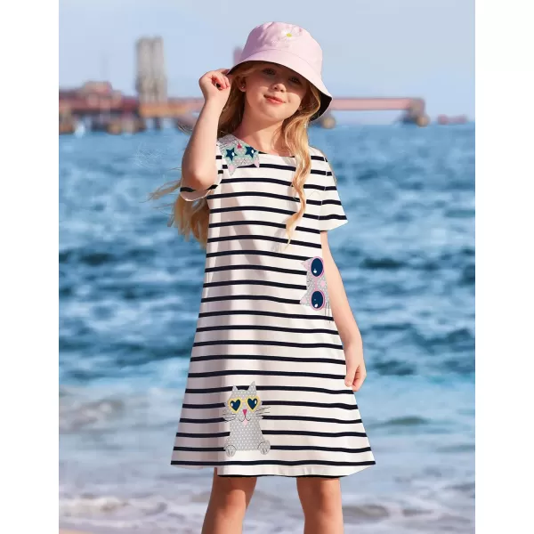 Arshiner Girls Dress Kids Short Sleeve Solid Color Casual T-Shirt Dress