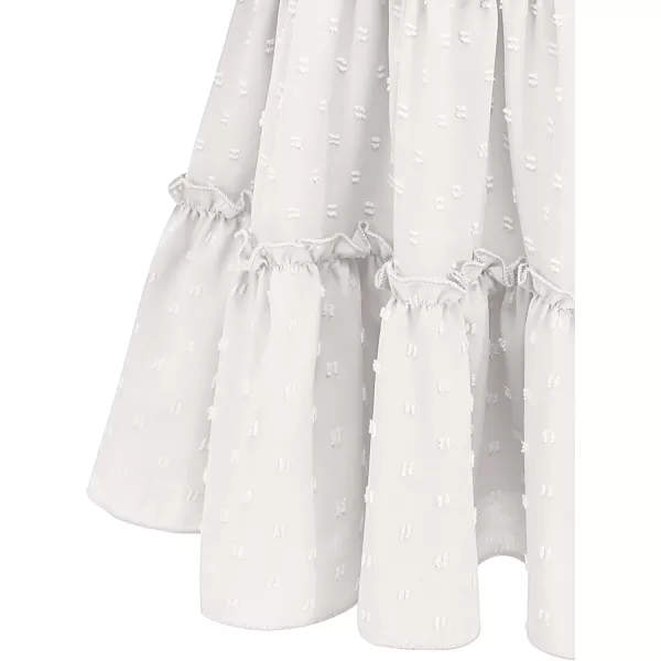 Arshiner Girls Dresses Summer Ruffle Sleeve Swiss Dot V Neck Twirl Birthday Party Midi Dress with Pockets