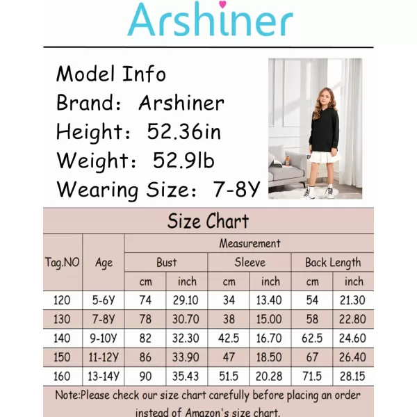 Arshiner Girls Hoodies Kids Long Pullover Hooded Sweatshirt with Kangaroo Pocket