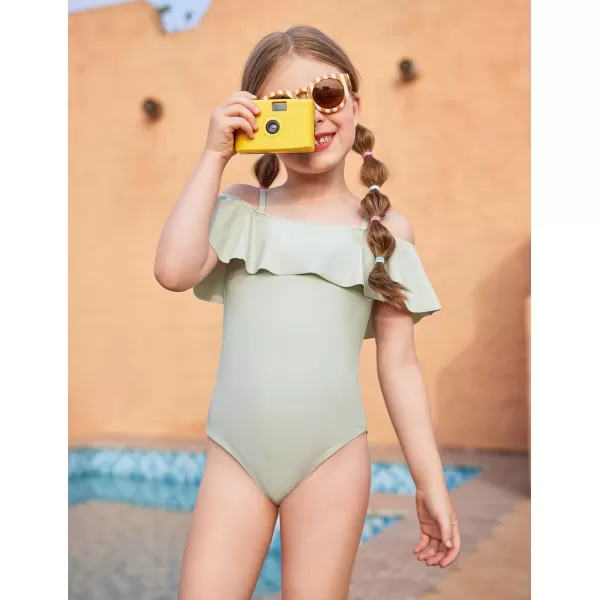 Arshiner Girls One Piece Swimsuits Ruffle Bathing SuitsTeen Girl Off Shoulder Swimwear4-12 Years