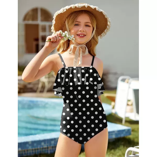 Arshiner Girls One Piece Swimsuits Ruffle Bathing SuitsTeen Girl Off Shoulder Swimwear4-12 Years