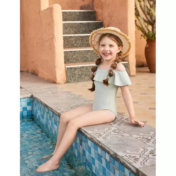 Arshiner Girls One Piece Swimsuits Ruffle Bathing SuitsTeen Girl Off Shoulder Swimwear4-12 Years