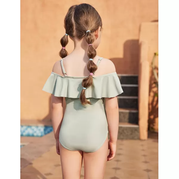 Arshiner Girls One Piece Swimsuits Ruffle Bathing SuitsTeen Girl Off Shoulder Swimwear4-12 Years