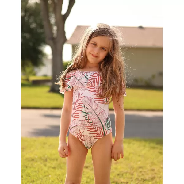 Arshiner Girls One Piece Swimsuits Ruffle Bathing SuitsTeen Girl Off Shoulder Swimwear4-12 Years