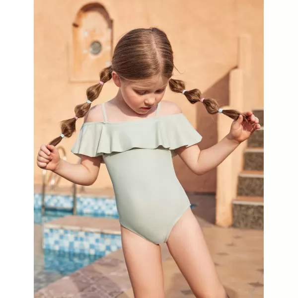 Arshiner Girls One Piece Swimsuits Ruffle Bathing SuitsTeen Girl Off Shoulder Swimwear4-12 Years