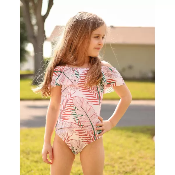 Arshiner Girls One Piece Swimsuits Ruffle Bathing SuitsTeen Girl Off Shoulder Swimwear4-12 Years