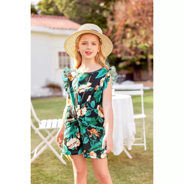 Arshiner Girls Shorts Sets 2 Pieces Outfits Twist Front Ruffle Sleeve T-Shirts and Shorts With Pockets Cute Clothes Sets