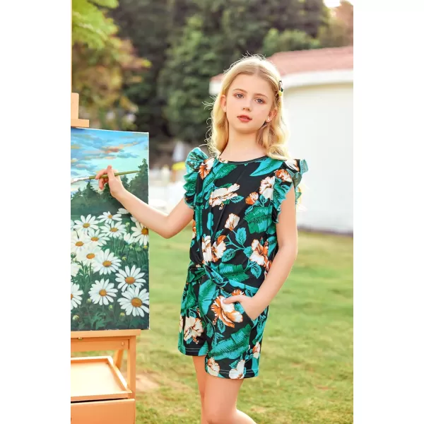 Arshiner Girls Shorts Sets 2 Pieces Outfits Twist Front Ruffle Sleeve T-Shirts and Shorts With Pockets Cute Clothes Sets