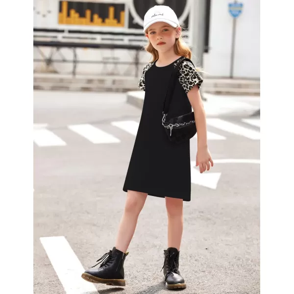Arshiner Girls Summer Dress Kids Short Sleeve Cotton Printed Casual T-Shirt Dresses for 5-12 Years