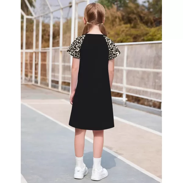 Arshiner Girls Summer Dress Kids Short Sleeve Cotton Printed Casual T-Shirt Dresses for 5-12 Years