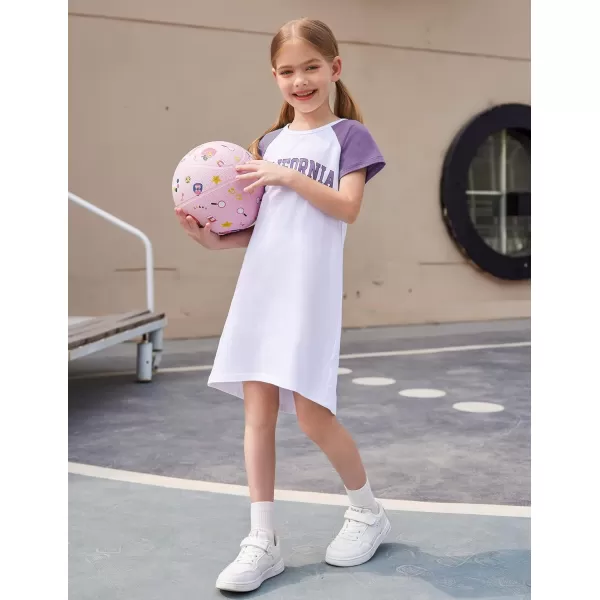 Arshiner Girls Summer Dress Kids Short Sleeve Cotton Printed Casual T-Shirt Dresses for 5-12 Years