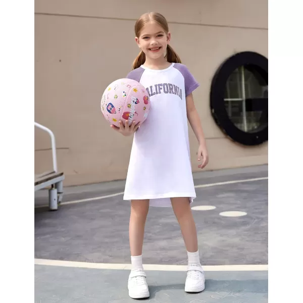 Arshiner Girls Summer Dress Kids Short Sleeve Cotton Printed Casual T-Shirt Dresses for 5-12 Years