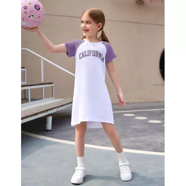 Arshiner Girls Summer Dress Kids Short Sleeve Cotton Printed Casual T-Shirt Dresses for 5-12 Years